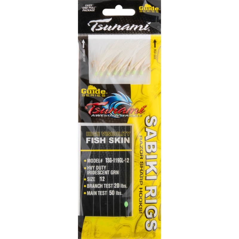 Tsunami Guide Series Heavy Duty Sabiki Rig - Iridescent Glow - 12