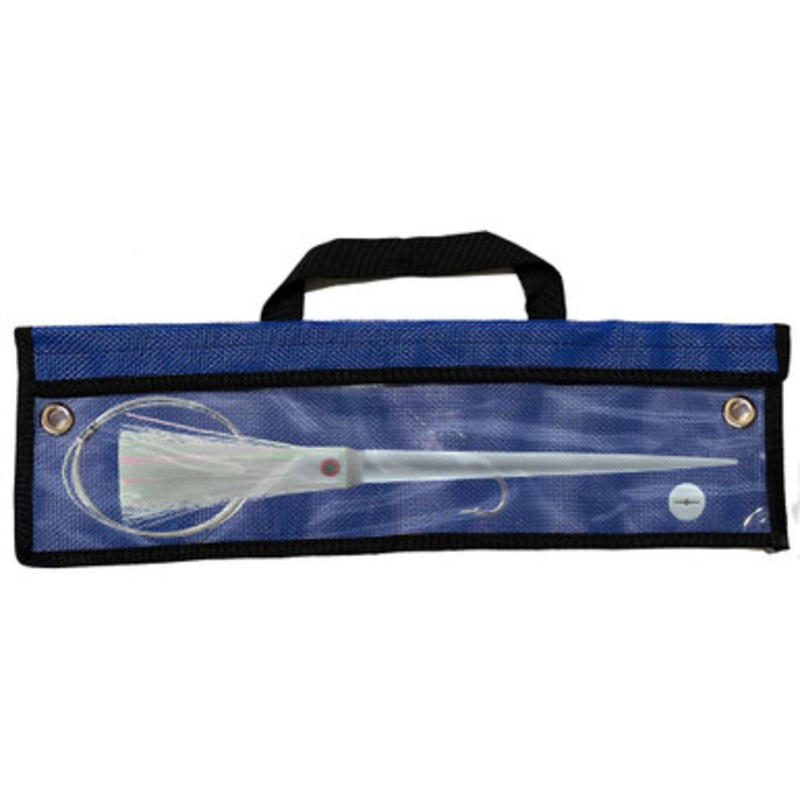 WolfPack Tackle Ahi Pre-Rigged Trolling Lure - 3.5oz - Glow White Head - Crystal Hair