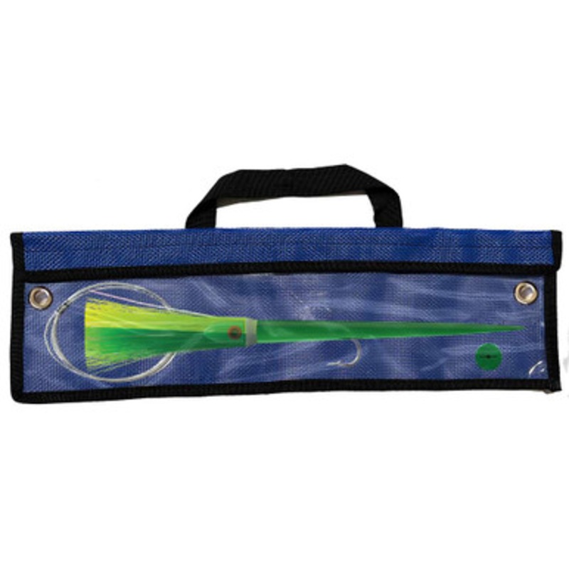 WolfPack Tackle Ahi Pre-Rigged Trolling Lure - 3.5oz - Kelp Green Head - Green/Chartreuse Hair