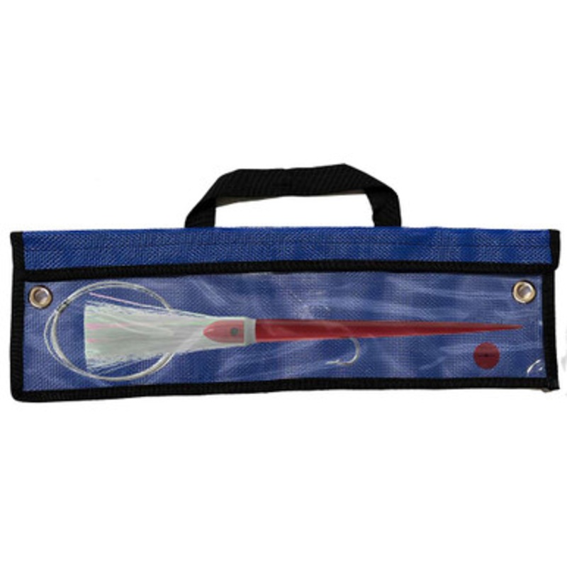 WolfPack Tackle Ahi Pre-Rigged Trolling Lure - 1oz - Buoy Red Head - Crystal Hair