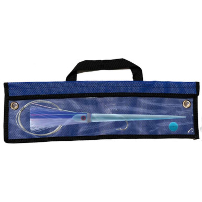 WolfPack Tackle Ahi Pre-Rigged Trolling Lure - 1oz - Glow Blue Head - Sky Blue/Blue Hair