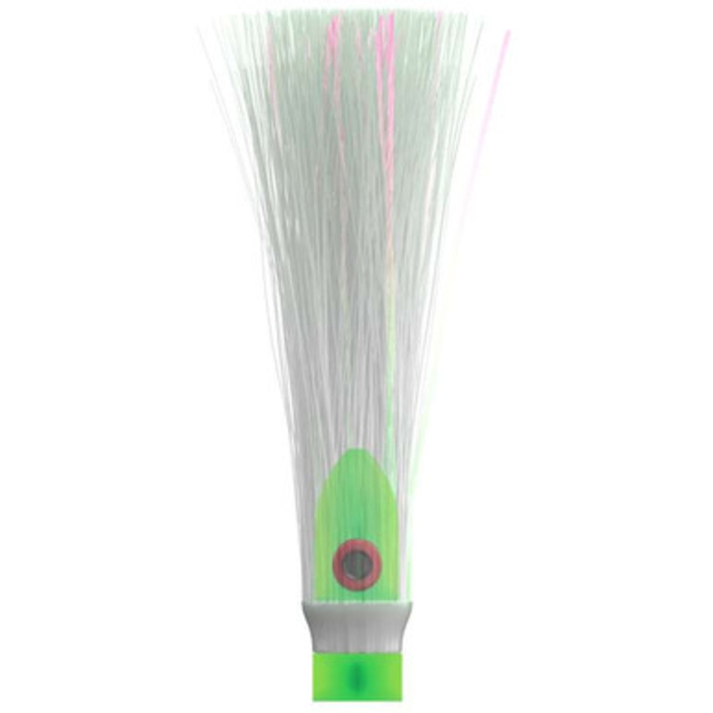 WolfPack Tackle Ahi Trolling Head - 3.5oz - Glow Green Head - Crystal Hair