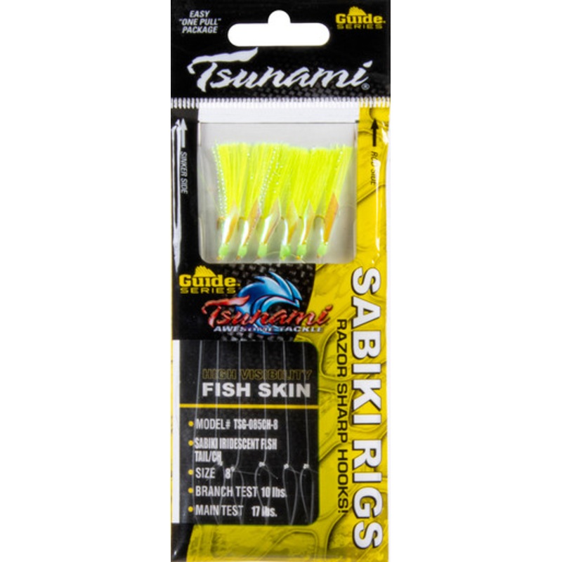 Tsunami Guide Series Flash Tail Sabiki Rig - Iridescent Chartreuse - 8