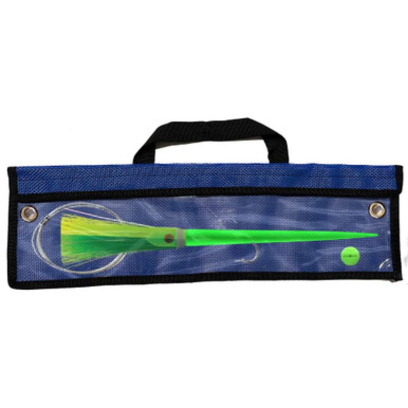 WolfPack Tackle Ahi Pre-Rigged Trolling Lure - 1oz - Glow Green Head - Green/Chartreuse Hair