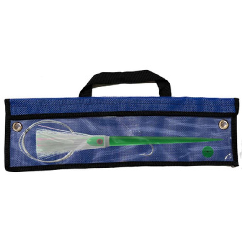 WolfPack Tackle Ahi Pre-Rigged Trolling Lure - 3.5oz - Kelp Green Head - Crystal Hair