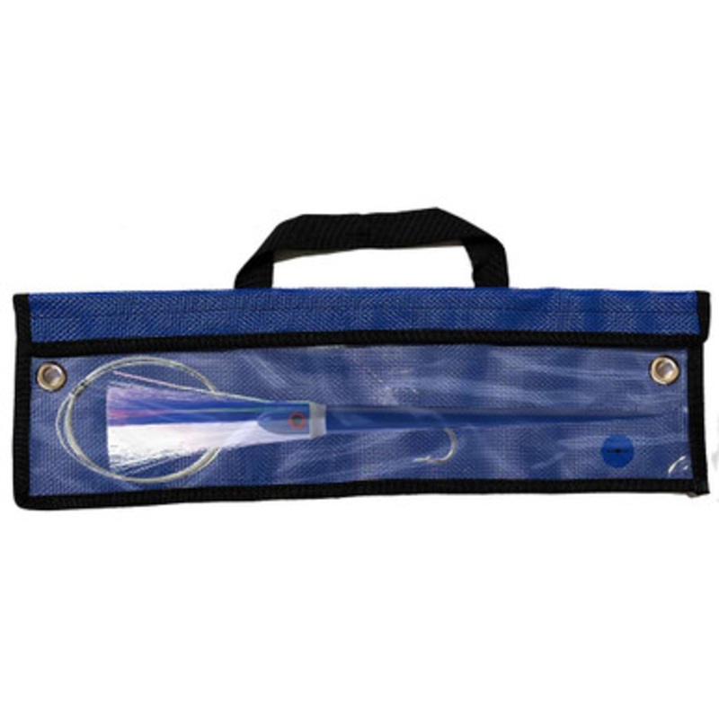 WolfPack Tackle Ahi Pre-Rigged Trolling Lure - 3.5oz - Ocean Blue Head - Crystal/Blue Hair