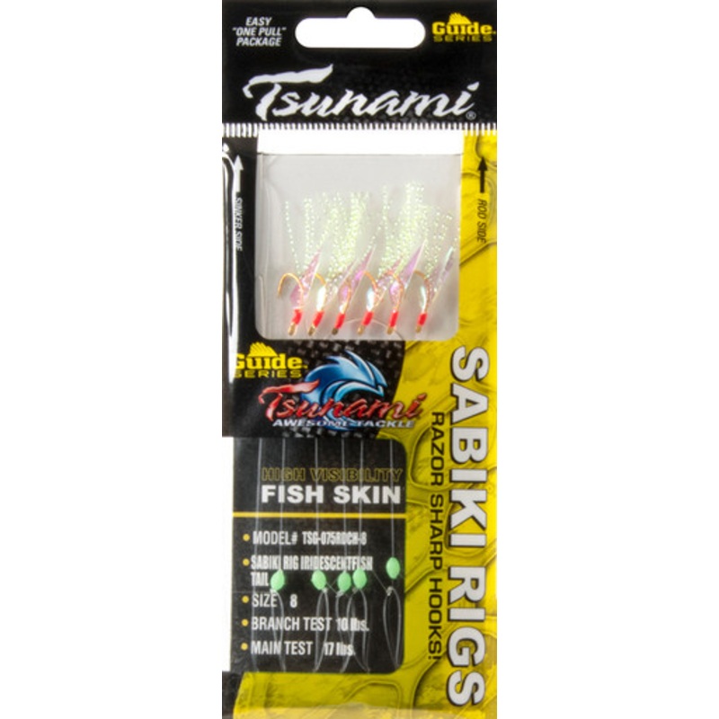 Tsunami Guide Series Flash Tail Sabiki Rig - Iridescent Red/Chart - 8