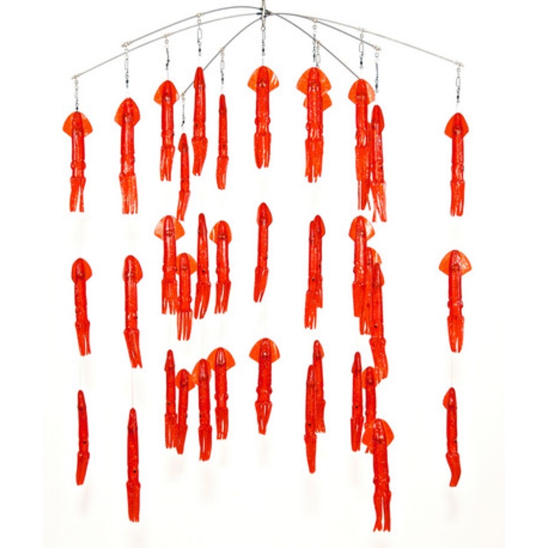 Squidnation 9in 6 Arm Squid Dredge - Red Sparkle